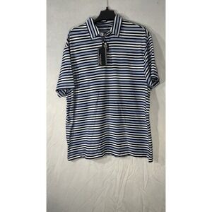 roundtree and yorke mens Golf Polo Short Sleeve XL Striped New Casual Blue